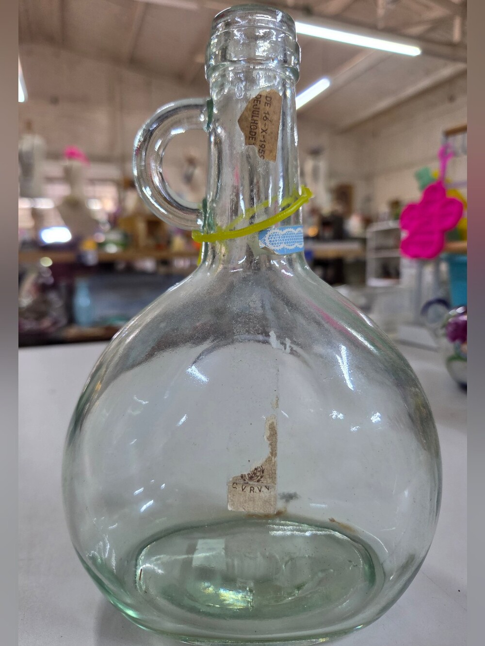 1955 Portugal Blown Glass Grapah Jug Decanter Bottle with Handles
